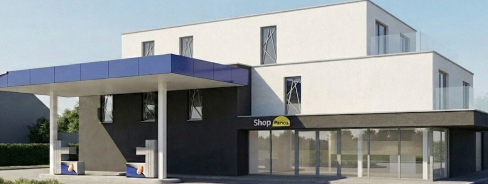 benzinepomp met 4 appartementen in Genk